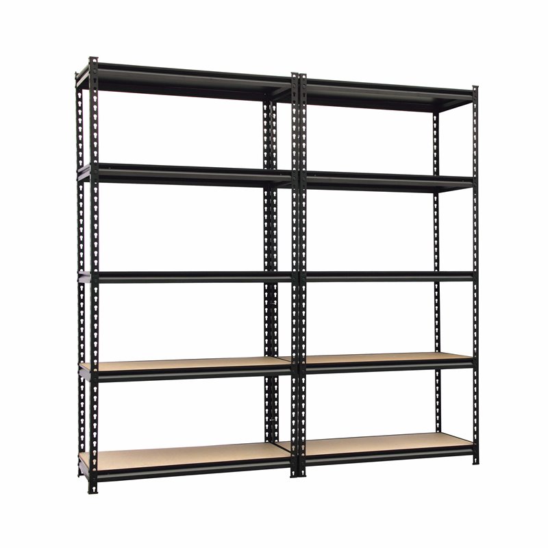 King's Rack 5-Tier Metal Boltless Storage Shelving in Black & Wooden