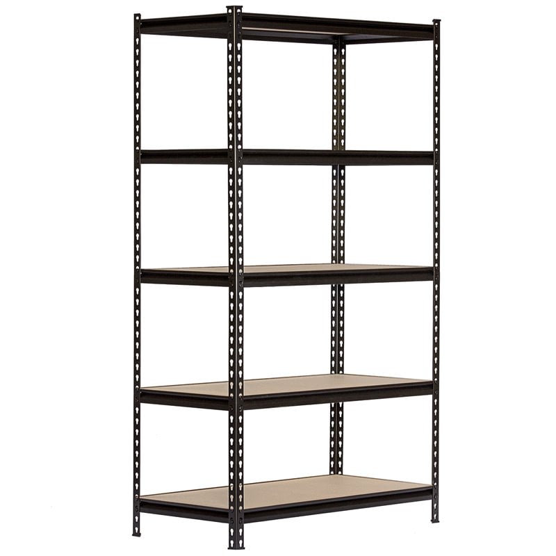 King's Rack 5-Tier Metal Boltless Storage Shelving in Wooden/Black