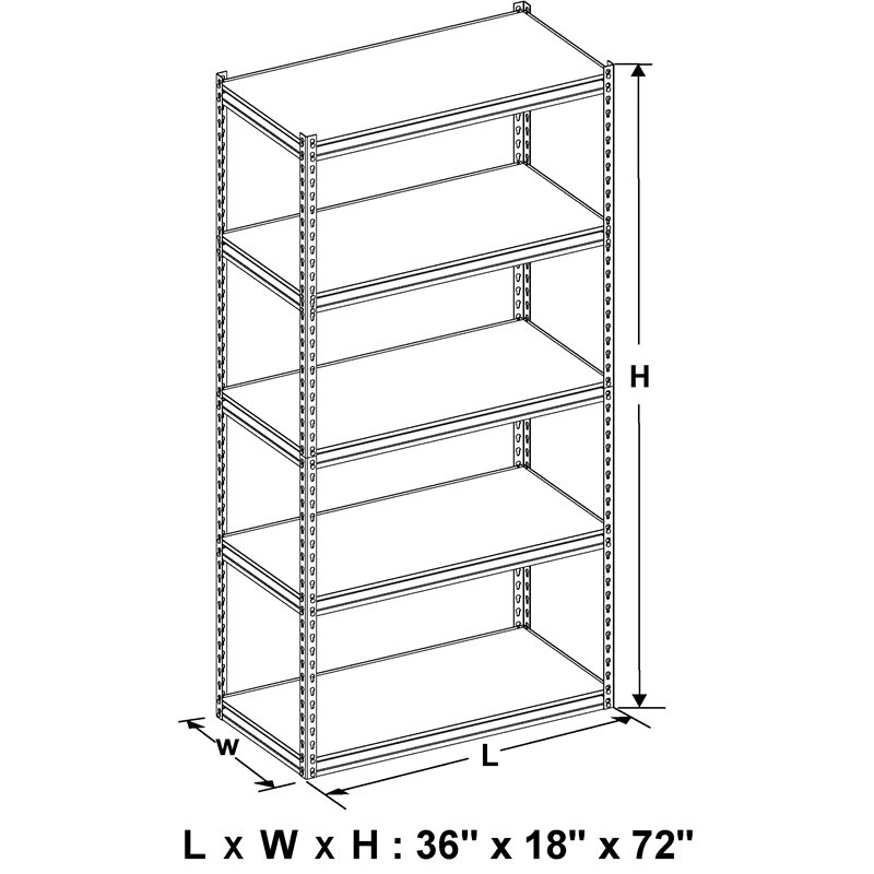 King's Rack 5-Tier Metal Boltless Storage Shelving in Wooden/Black
