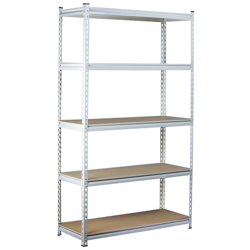King's Rack 5-Tier Metal Boltless Storage Shelving in Wooden/White