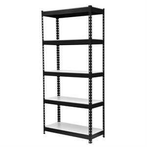 King's Rack 5-Tier Metal Boltless Storage Shelving in Black and Wooden