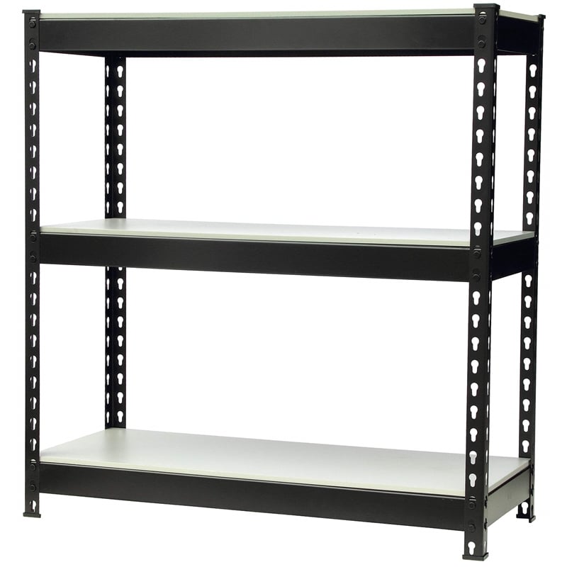 King's Rack 5-Tier Metal Boltless Storage Shelving in Black and Wooden