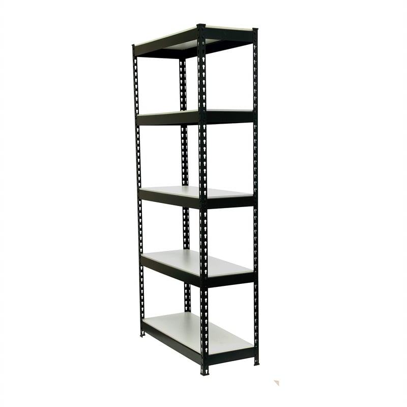 King's Rack 5-Tier Metal Boltless Storage Shelving in Black and Wooden