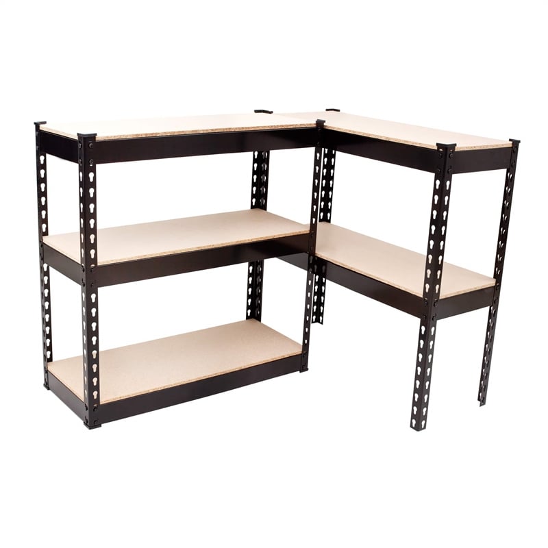 King's Rack 5-Tier Metal Boltless Storage Shelving in Black and Wooden