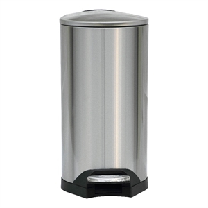 8 Gallon / 30 Liter Brushed Stainless Steel Silver Color Step on Trash Can
