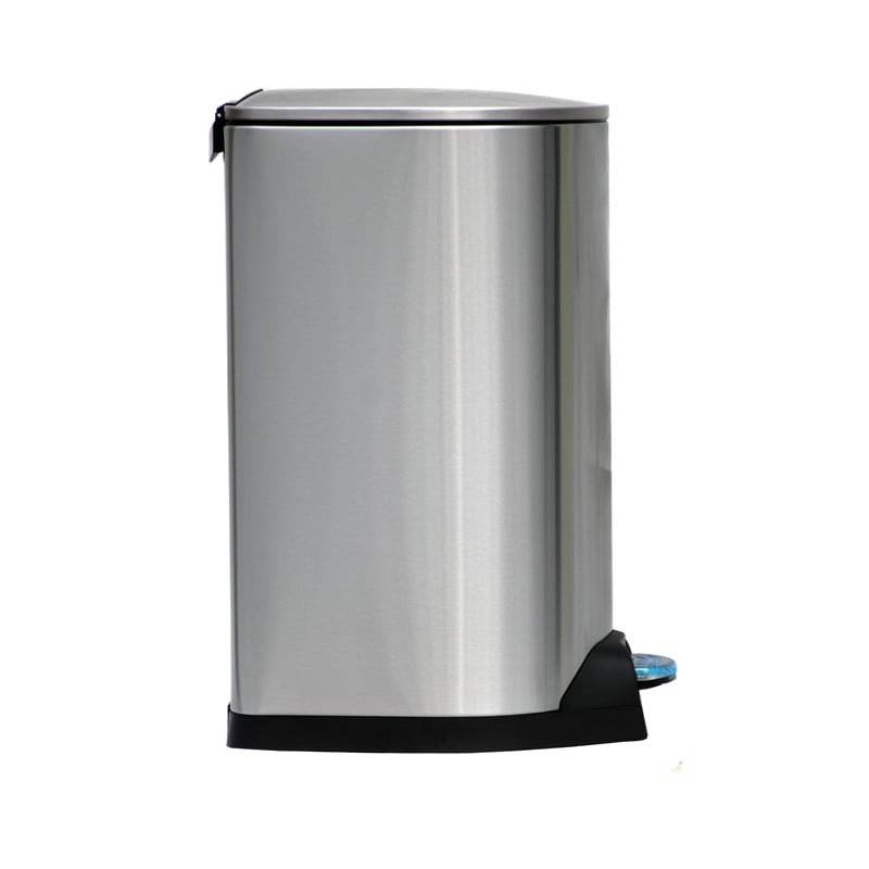 13 Gallon / 50 Liter Brushed Stainless Steel Silver Color Step-on Trash Can
