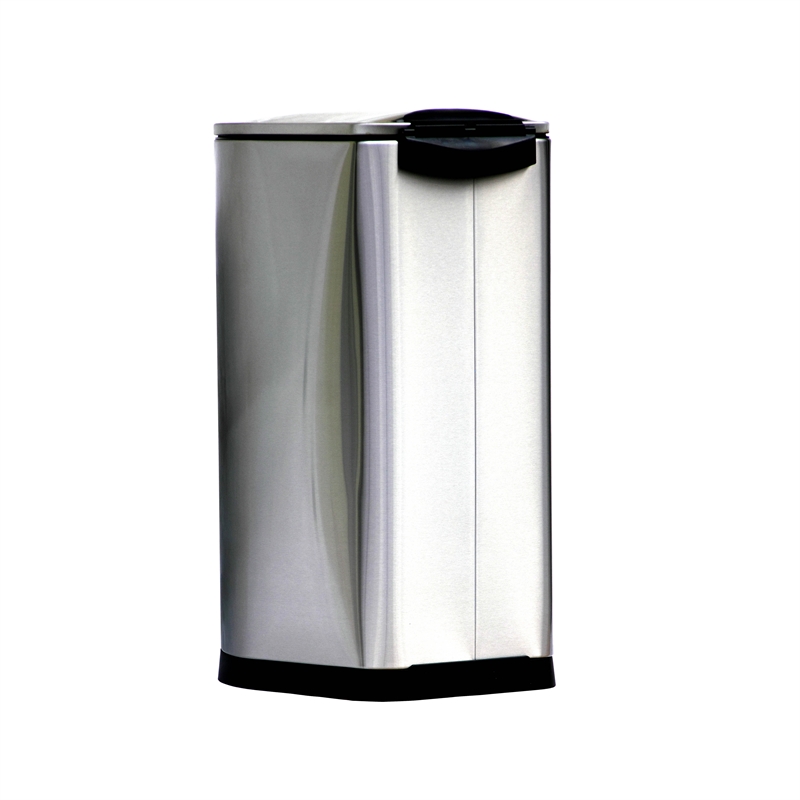 13 Gallon / 50 Liter Brushed Stainless Steel Silver Color Step-on Trash Can