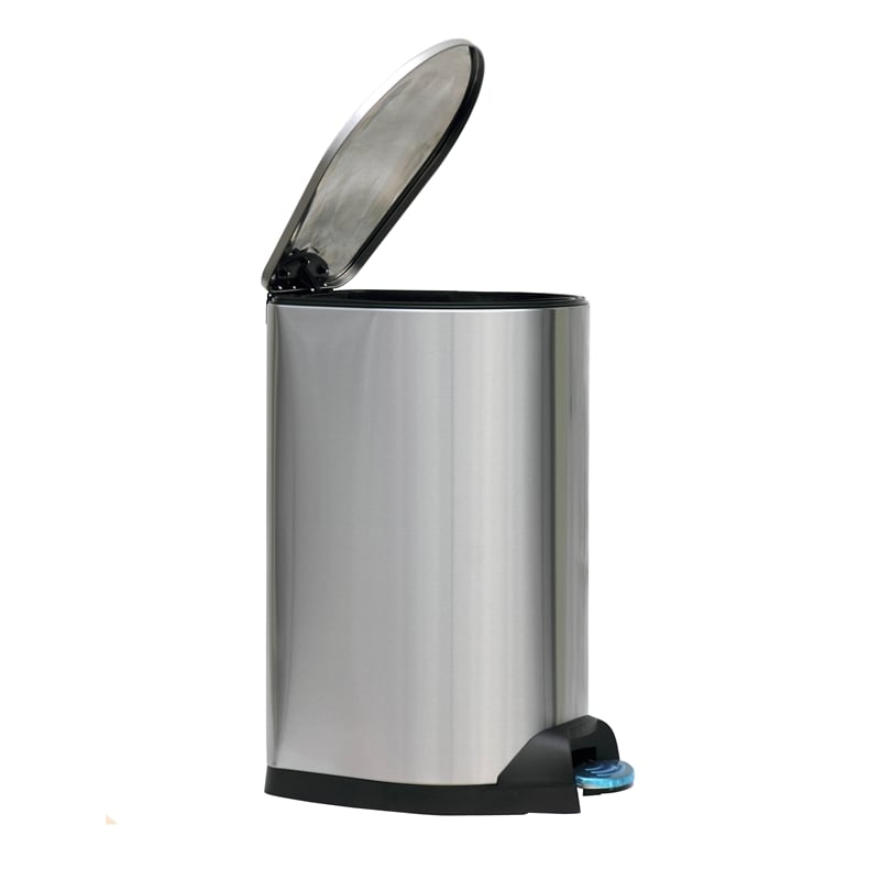 13 Gallon / 50 Liter Brushed Stainless Steel Silver Color Step-on Trash Can