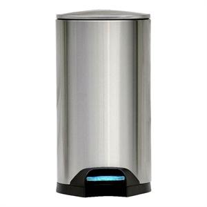 13 Gallon / 50 Liter Brushed Stainless Steel Silver Color Step-on Trash Can