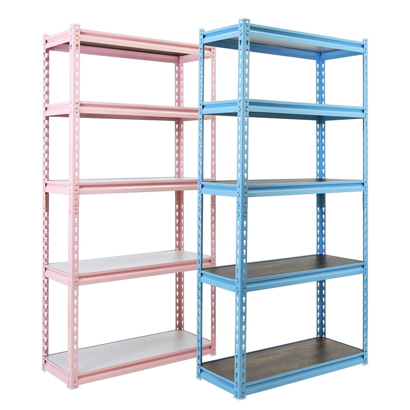 King's Rack 5-Tier Metal Boltless Storage Shelving in Pink/Wooden