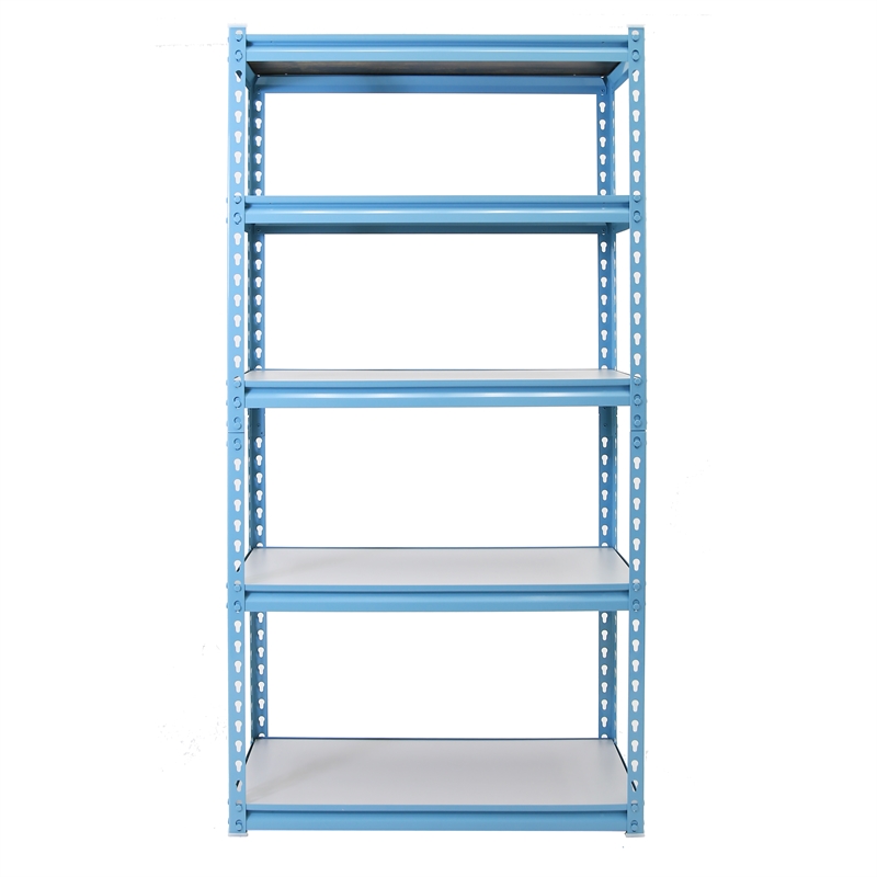 King's Rack 5-Tier Metal Boltless Storage Shelving in Blue & Wooden