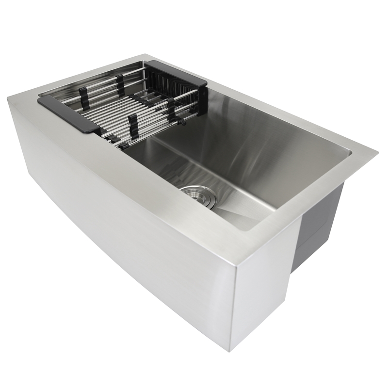 KBV 33 x 20 in. Farmhouse Apron-Front Single Bowl Stainless Steel Kitchen Sink