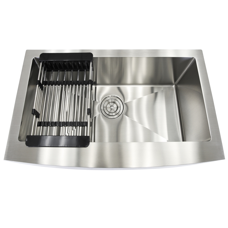 KBV 33 x 20 in. Farmhouse Apron-Front Single Bowl Stainless Steel Kitchen Sink