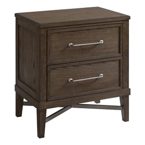 Intercon Furniture Preston Bedroom 2-Drawer Wood and Metal Nightstand in Oak