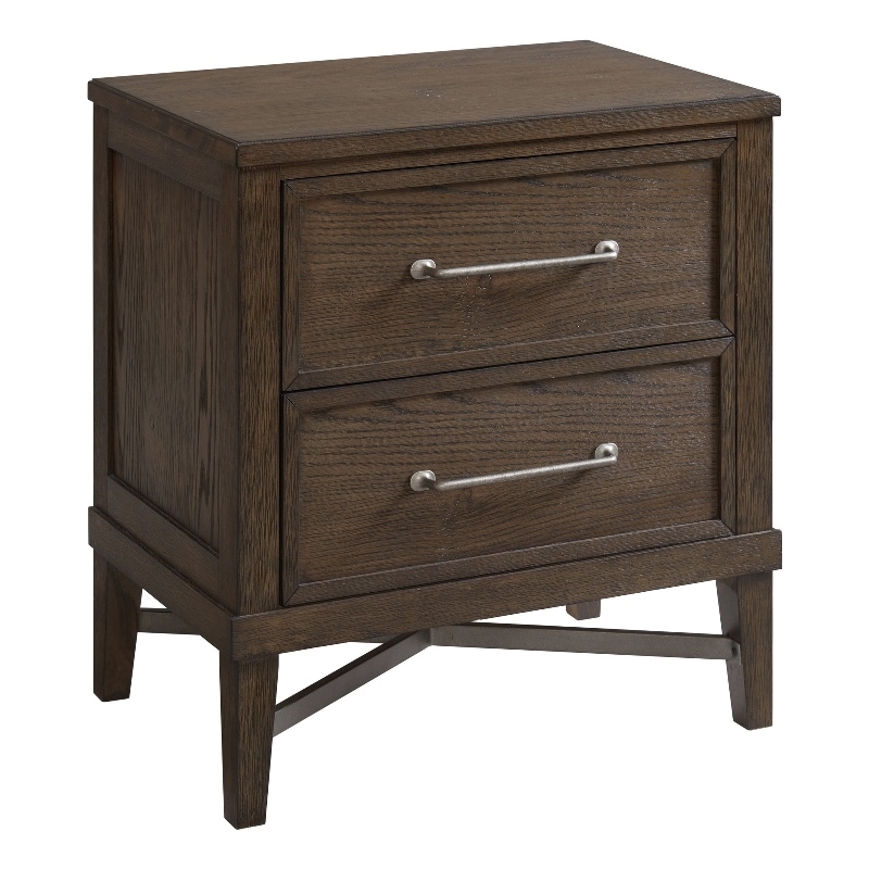 Intercon Furniture Preston Bedroom 2-Drawer Wood and Metal Nightstand in Oak
