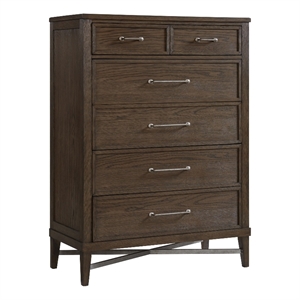 Intercon Furniture Preston Bedroom 5-Drawer Transitional Wood/Metal Chest in Oak