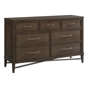 intercon furniture preston bedroom 7-drawer transitional wood dresser in oak