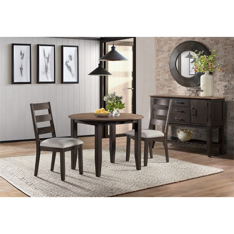 Intercon Furniture Beacon Transitional Wood Round Drop Table in Black/Walnut
