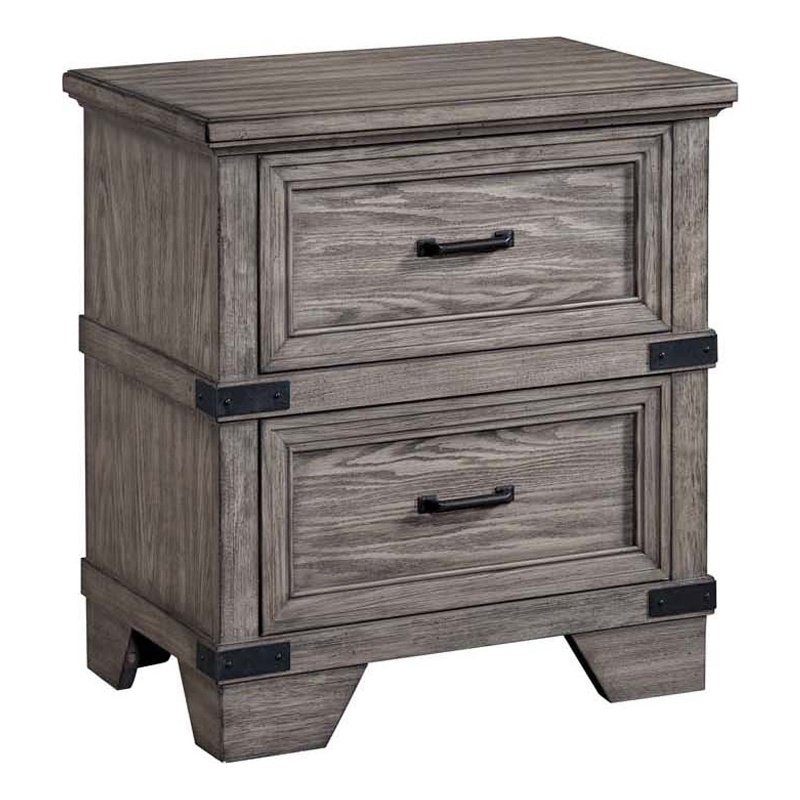 Intercon Furniture Forge Bedroom 2-Drawer Wood Nightstand in Steel Gray