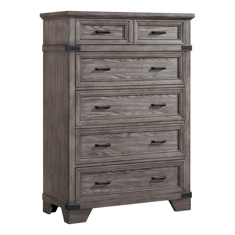 Intercon Furniture Forge Bedroom 6-Drawer Wood Standard Chest in Steel Gray