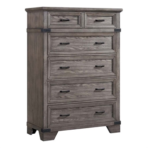 Intercon Furniture Forge Bedroom 6-Drawer Wood Standard Chest in Steel Gray
