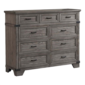 intercon furniture forge bedroom 9-drawer wood dresser in steel gray