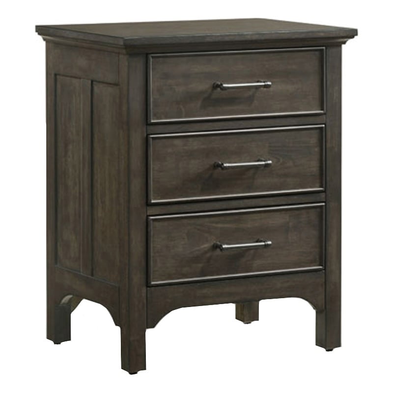 Intercon Furniture Hawthorne Bedroom 3-Drawer Wood Nightstand in Charcoal