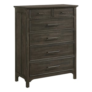 Intercon Furniture Hawthorne Bedroom 5-Drawer Wood Chest in Brushed Charcoal
