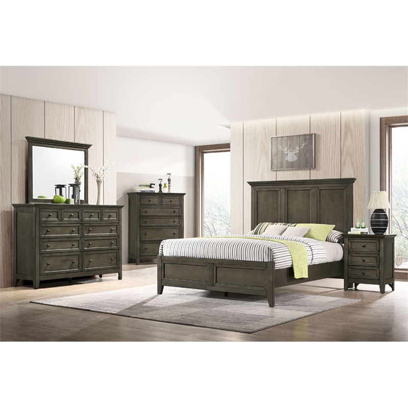 Intercon Furniture San Mateo Bedroom Wood Landscape Mirror in Gray