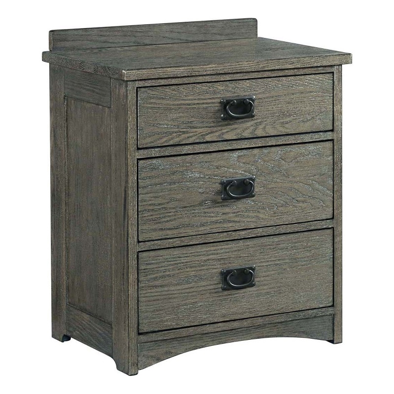 Intercon Furniture Oak Park Bedroom 3-Drawer Wood Nightstand in Pewter
