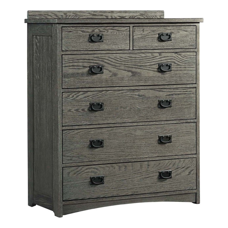 Intercon Furniture Oak Park Bedroom 6-Drawer Wood Chest in Pewter