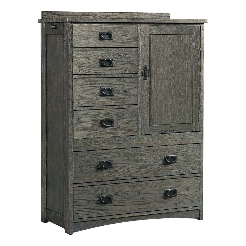 Intercon Furniture Oak Park Bedroom 6-Drawer Wood Chest with Door in Pewter