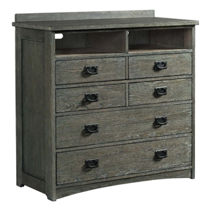 Intercon Furniture Oak Park Bedroom Traditional Wood Media Chest in Pewter