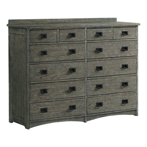 intercon furniture oak park bedroom 12-drawer wood dresser in pewter