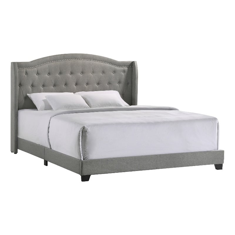 Intercon Furniture Rhyan Modern Fabric King Upholstered Bed in Smoke Gray