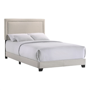 Intercon Furniture Zion Modern Fabric Full Upholstered Bed in Zion Fog Beige