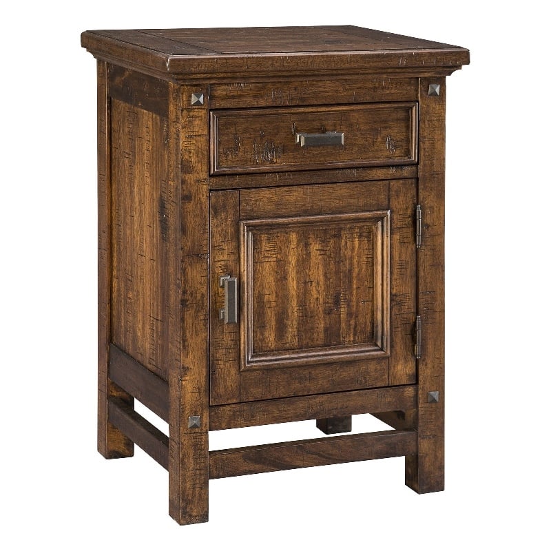 Intercon Furniture Wolf Creek Bedroom Wood Nightstand with Door - Brown