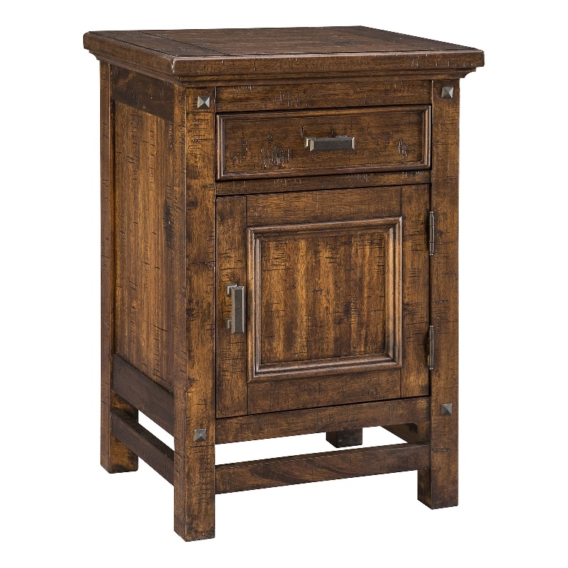 Intercon Furniture Wolf Creek Bedroom Wood Nightstand with Door - Brown