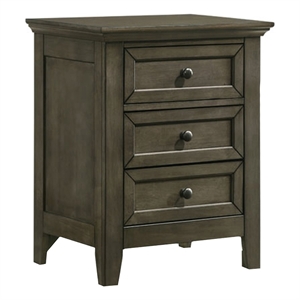 Intercon Furniture San Mateo Bedroom 3-Drawer Wood Nightstand in Gray