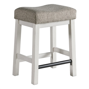 Intercon Furniture Drake Wood Backless Stool with Cushion Seat White (Set of 2)