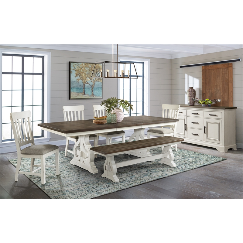 Intercon Furniture Drake Traditional Wood Sideboard in White/Oak