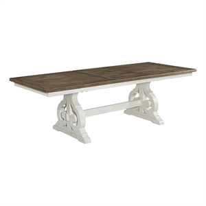 Intercon Furniture Drake Traditional Wood Trestle Table in White/Oak