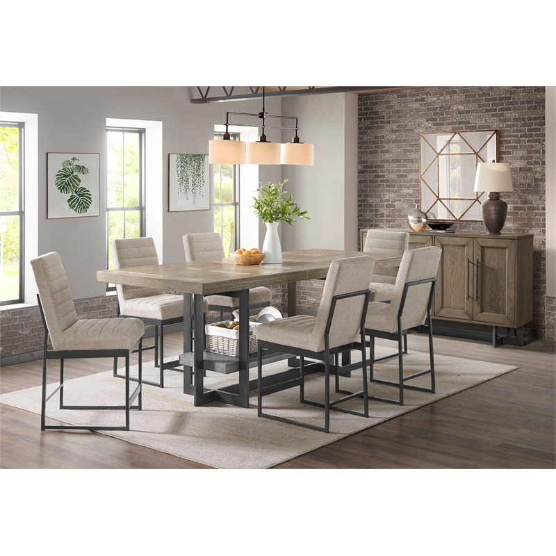 Intercon Furniture Eden Fabric and Metal Counter Stool in Dune Beige (Set of 2)