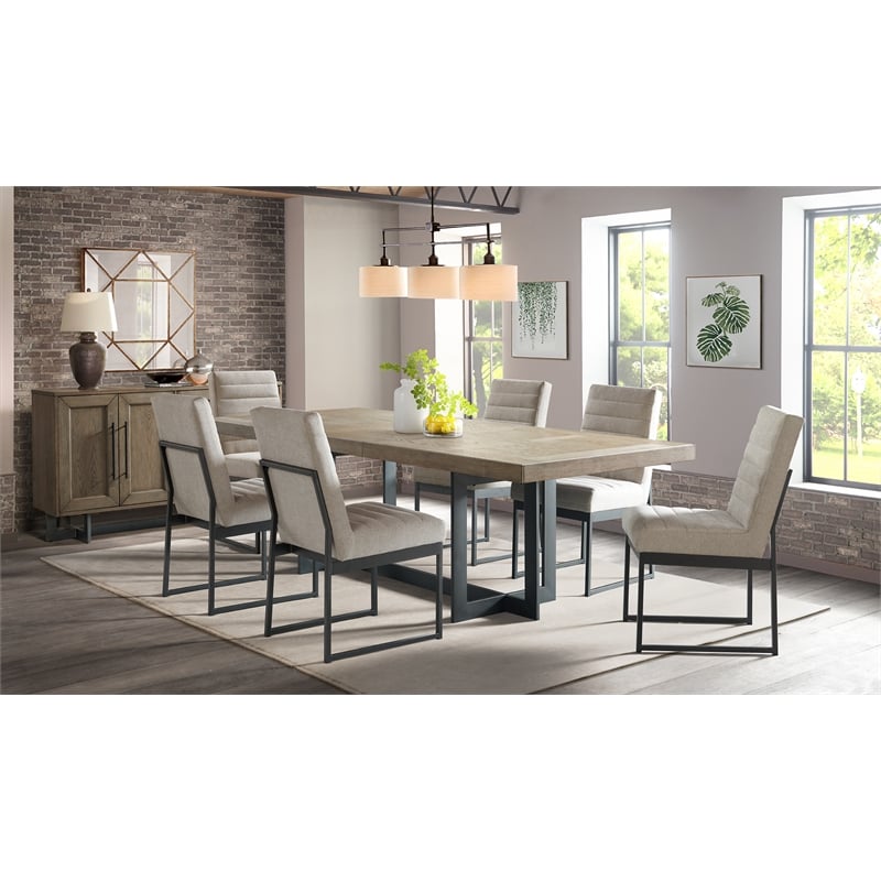 Intercon Furniture Eden Modern Fabric and Metal Chair in Dune Gray (Set of 2)