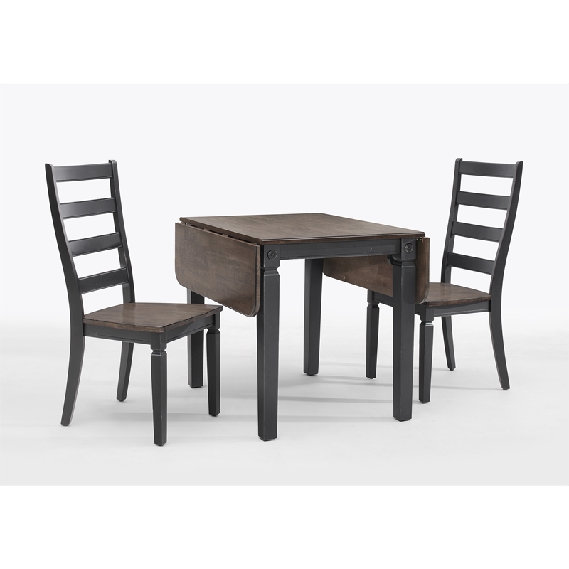 Intercon Furniture Glennwood Farmhouse Wood Drop Leaf Table in Black/Charcoal
