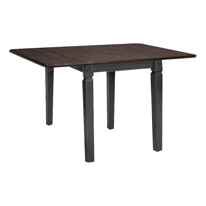 Intercon Furniture Glennwood Farmhouse Wood Drop Leaf Table in Black/Charcoal
