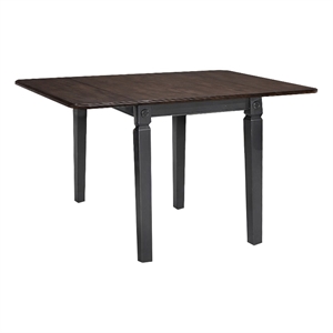 Intercon Furniture Glennwood Farmhouse Wood Drop Leaf Table in Black/Charcoal