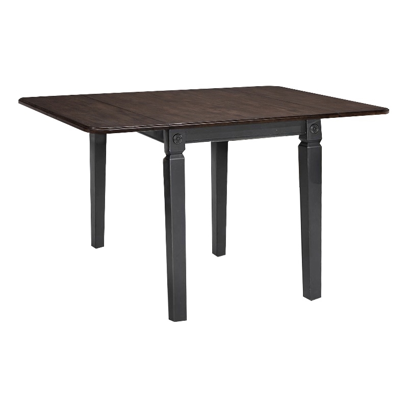 Intercon Furniture Glennwood Farmhouse Wood Drop Leaf Table in Black/Charcoal