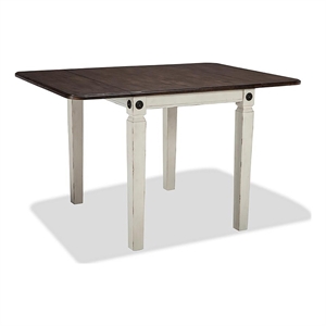 Intercon Furniture Glennwood Farmhouse Wood Drop Leaf Table in White/Charcoal