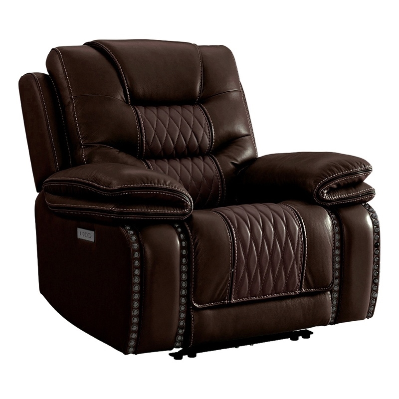 Intercon Furniture Cody Top Grain Leather Dual-Power Recliner in Dark Brown